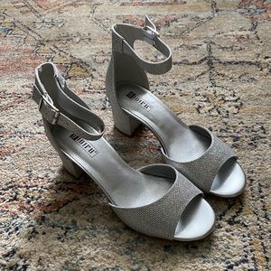 Silver Sparkle Block Heels